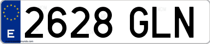 Ejemplo de matrícula de coche ordinaria 2628 GLN