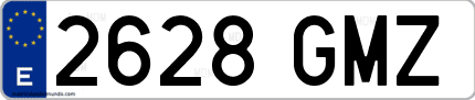 Ejemplo de matrícula de coche ordinaria 2628 GMZ