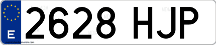 Ejemplo de matrícula de coche ordinaria 2628 HJP