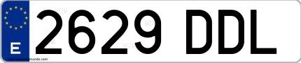 Ejemplo de matrícula de coche ordinaria 2629 DDL
