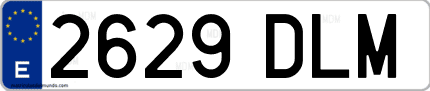 Ejemplo de matrícula de coche ordinaria 2629 DLM