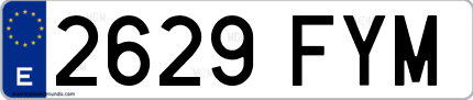 Ejemplo de matrícula de coche ordinaria 2629 FYM