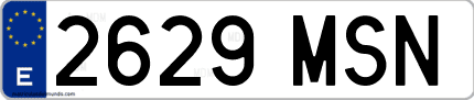 Ejemplo de matrícula de coche ordinaria 2629 MSN