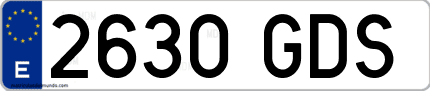 Ejemplo de matrícula de coche ordinaria 2630 GDS