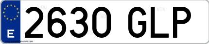 Ejemplo de matrícula española 2630 GLP