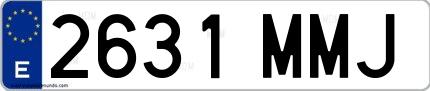 Ejemplo de matrícula española 2631 MMJ