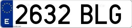 Ejemplo de matrícula española 2632 BLG