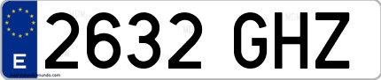 Ejemplo de matrícula de coche ordinaria 2632 GHZ