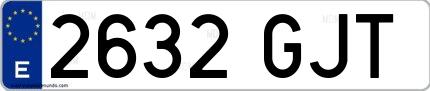 Ejemplo de matrícula española 2632 GJT