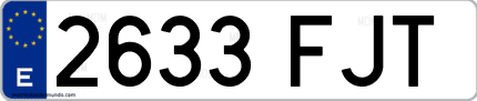 Ejemplo de matrícula de coche ordinaria 2633 FJT