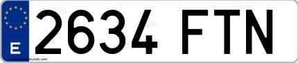 Ejemplo de matrícula española 2634 FTN