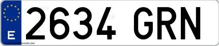 Ejemplo de matrícula española 2634 GRN
