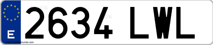 Ejemplo de matrícula de coche ordinaria 2634 LWL