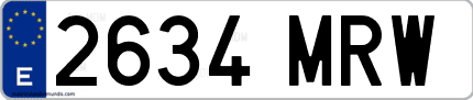 Ejemplo de matrícula de coche ordinaria 2634 MRW