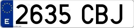 Ejemplo de matrícula española 2635 CBJ