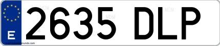 Ejemplo de matrícula española 2635 DLP
