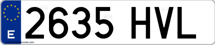 Ejemplo de matrícula de coche ordinaria 2635 HVL