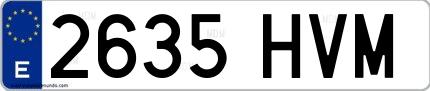 Ejemplo de matrícula española 2635 HVM