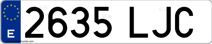 Ejemplo de matrícula de coche ordinaria 2635 LJC