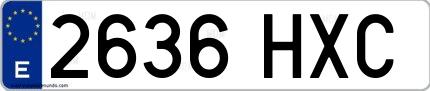 Ejemplo de matrícula de coche ordinaria 2636 HXC