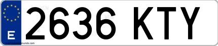 Ejemplo de matrícula española 2636 KTY