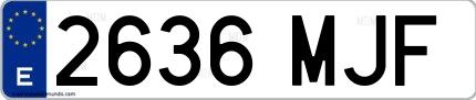 Ejemplo de matrícula española 2636 MJF