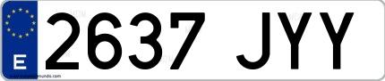 Ejemplo de matrícula española 2637 JYY