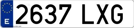 Ejemplo de matrícula española 2637 LXG