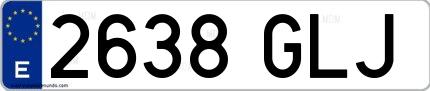 Ejemplo de matrícula española 2638 GLJ