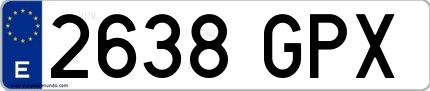 Ejemplo de matrícula española 2638 GPX
