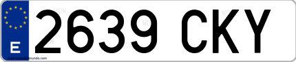 Ejemplo de matrícula de coche ordinaria 2639 CKY