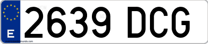 Ejemplo de matrícula de coche ordinaria 2639 DCG