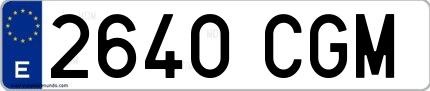 Ejemplo de matrícula española 2640 CGM