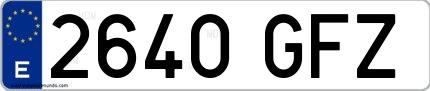 Ejemplo de matrícula española 2640 GFZ