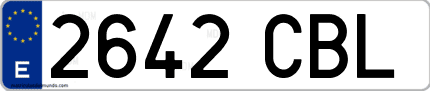 Ejemplo de matrícula de coche ordinaria 2642 CBL