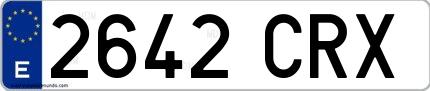Ejemplo de matrícula española 2642 CRX
