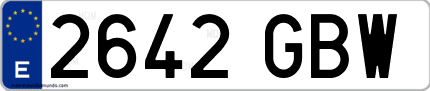 Ejemplo de matrícula de coche ordinaria 2642 GBW