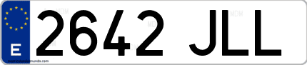 Ejemplo de matrícula de coche ordinaria 2642 JLL