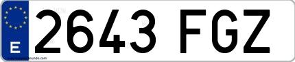 Ejemplo de matrícula española 2643 FGZ