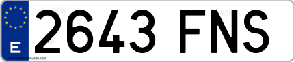 Ejemplo de matrícula de coche ordinaria 2643 FNS