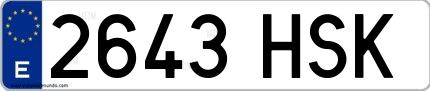 Ejemplo de matrícula española 2643 HSK