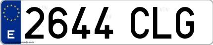 Ejemplo de matrícula española 2644 CLG
