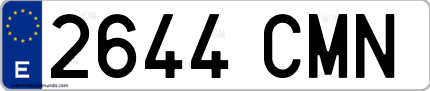 Ejemplo de matrícula de coche ordinaria 2644 CMN