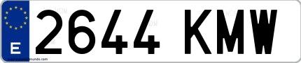 Ejemplo de matrícula española 2644 KMW