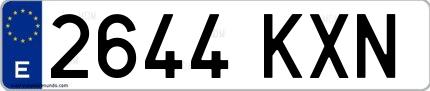 Ejemplo de matrícula española 2644 KXN