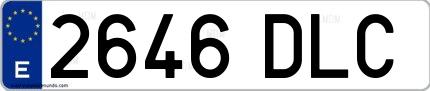 Ejemplo de matrícula española 2646 DLC