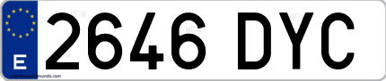 Ejemplo de matrícula de coche ordinaria 2646 DYC