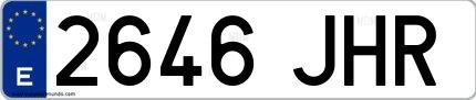 Ejemplo de matrícula española 2646 JHR