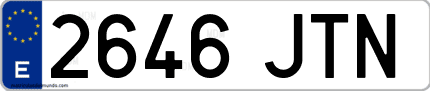 Ejemplo de matrícula de coche ordinaria 2646 JTN