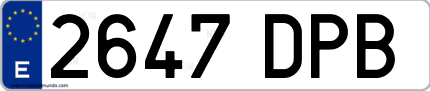 Ejemplo de matrícula de coche ordinaria 2647 DPB